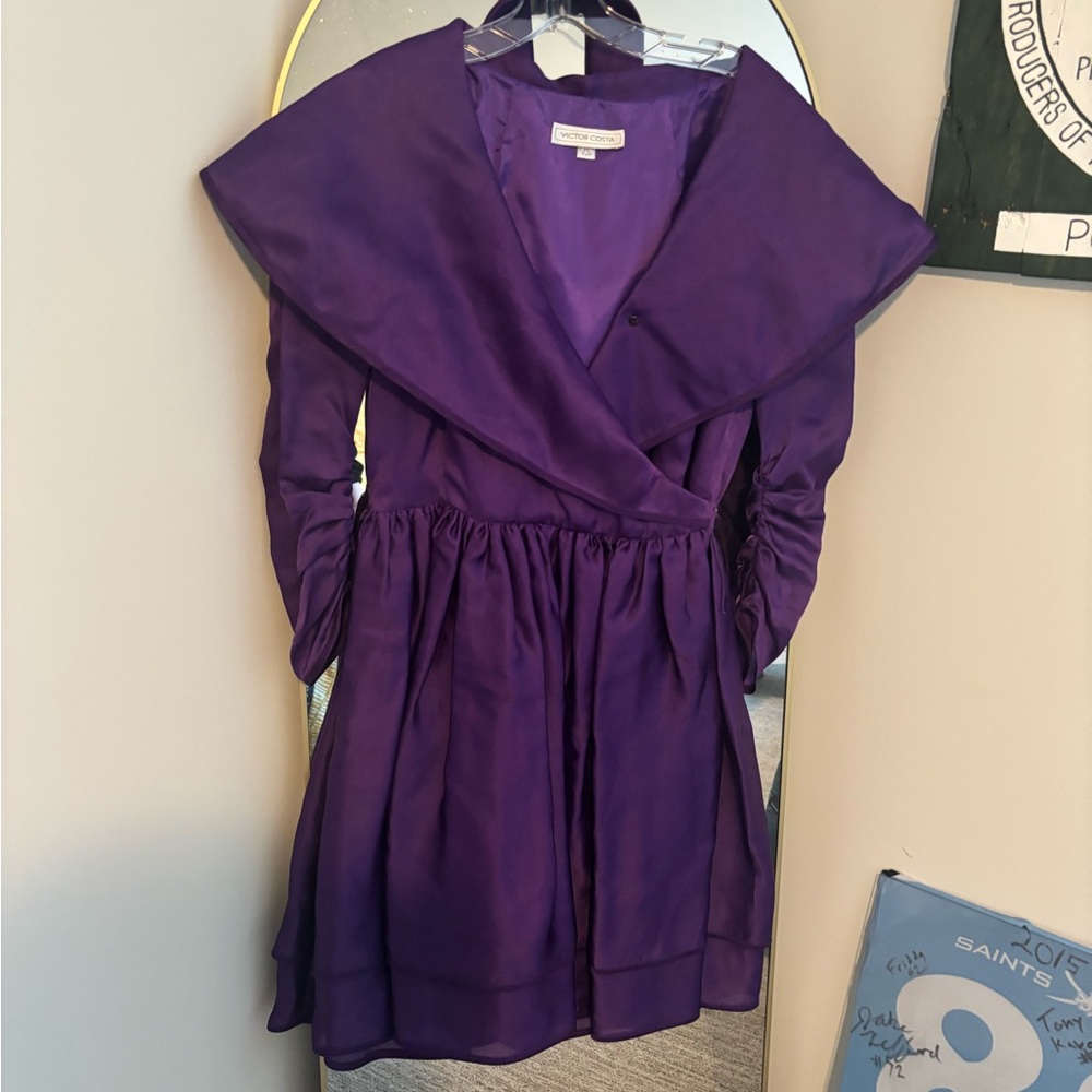 Victor Costa Purple Cowl Neck Cocktail Dress